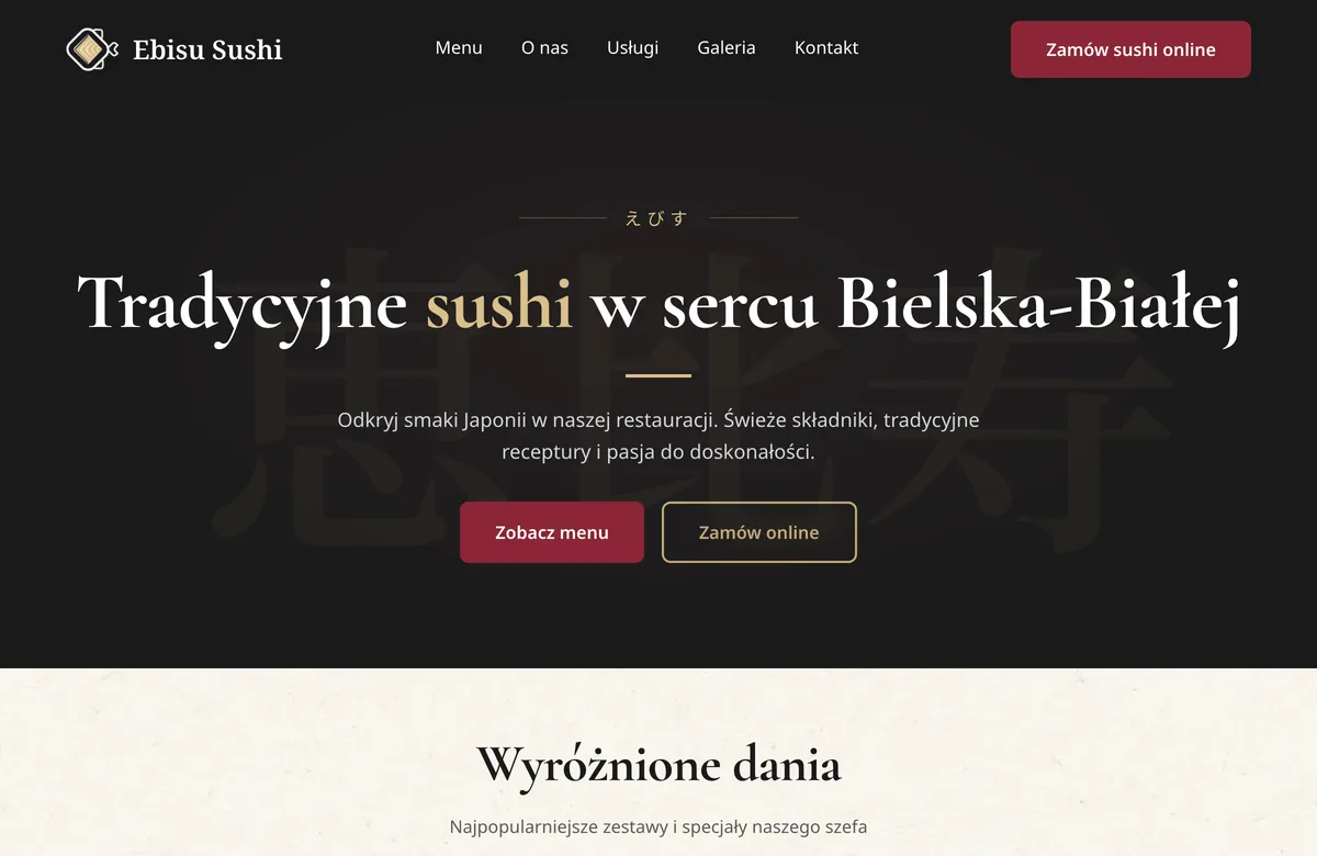 Ebisu Sushi, strona główna
