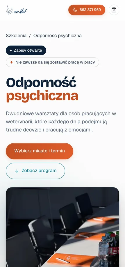 en.Vet, strona szkolenia (mobile)